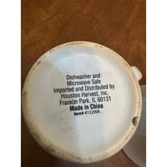 Set Of 2 White Ceramic Embossed Mugs "Celebrate" & "Indulge" Dishwasher & Microw - Picture 4 of 6